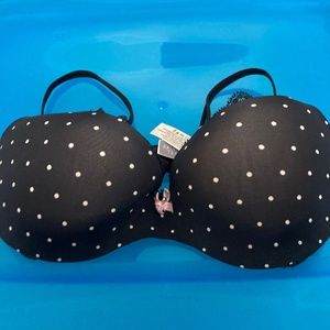 Vintage Victoria’s Secret padded Demi 32C black polkadotted bra